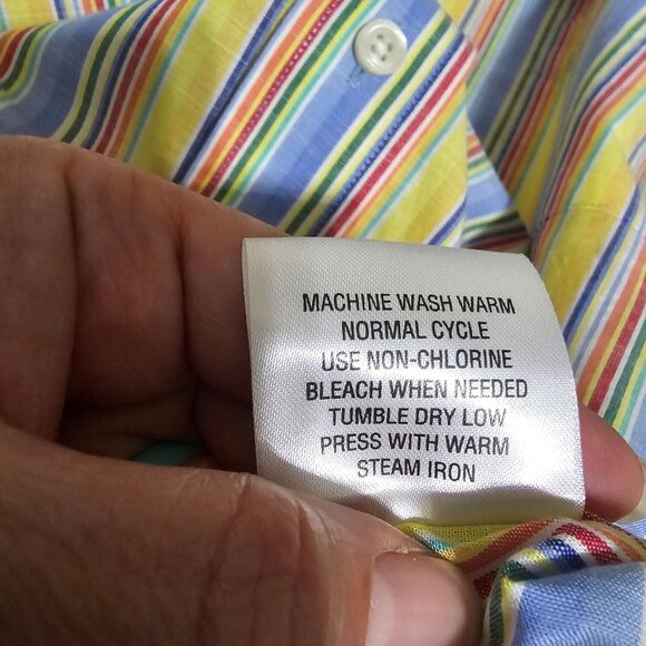 Cremieux Collection Yellow Striped Button Down Shirt Sz XL Flip Cuff Pastel - Picture 9 of 9